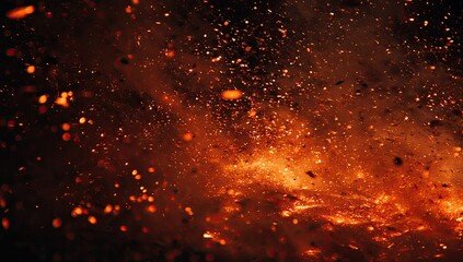 Dramatic, fiery eruption of particles with dynamic motion, captivating the viewer