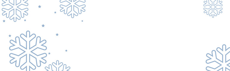 Clean winter background with pale blue geometric snowflakes and tiny stars on white, leaving ample copy space for Christmas greetings, holiday banners, invitations, and seasonal promotional designs.