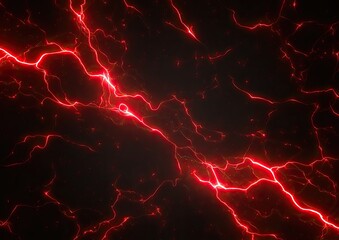 Dramatic image of vibrant red lightning bolts crackling across a dark, textured background