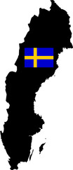 Sweden Map Flag Vector Design Swedish Flag in Country Map Silhouette