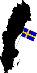 Sweden Map Flag Vector Design Swedish Flag in Country Map Silhouette