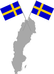 Sweden Map Flag Vector Design Swedish Flag in Country Map Silhouette