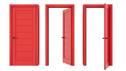 Red interior door set closed and open