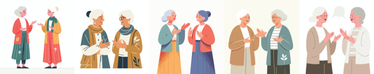 vector 2 grandma talking casually with open hand gestures