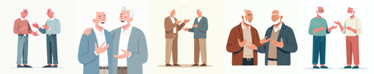 vector 2 grandpa talking casually with open hand gestures