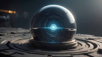 Technological Orb: An ethereal technological orb glows with an electric radiance, showcasing futuristic innovation and advanced scientific progress.
