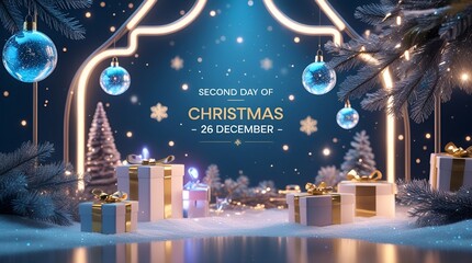 Second Day of Christmas (26 December) concept banner background boxing day.