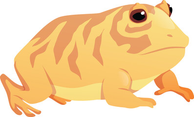 Naklejka premium Cute orange frog, cartoon toad is sitting, vector flat illustration of exotic pet reptile, amphibian animal side view