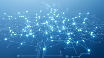 Digital Connectivity: An abstract representation of a complex network of interconnected nodes and lines, illustrating the intricacies of modern digital communication and technological advancement.