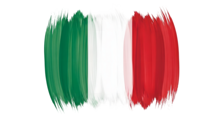 Italian flag brushstrokes design element isolated on transparent background