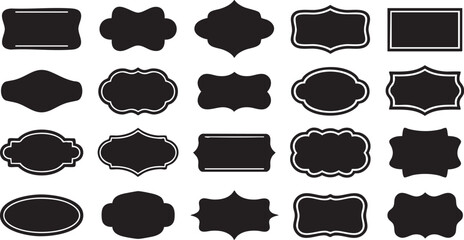 Black Ornate Label Set: Decorative Badge Frames, Vintage Tag & Border Design Elements