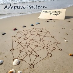 A network diagram drawn in sand on a sandy beach