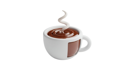 Steaming Chocolate Delight: A warm cup of rich, dark chocolate steams invitingly, its swirling vapor adding a touch of elegance to the comforting scene.