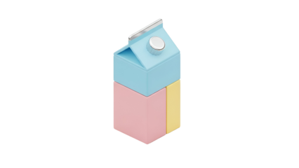 Milk Carton in Colorful: A captivating image featuring a stylized milk carton, rendered in a palette of pastel colors and sleek design, embodying the essence of contemporary product design