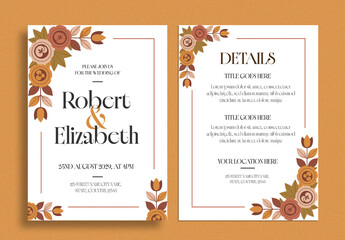 Flower Wedding Invitation Invite Card with Fall Florals