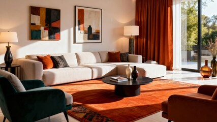 Modern Interior Living Warm Minimal Luxury Scene AI Visual
