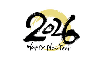 Japanese-Style Calligraphy New Year's Cards for 2026