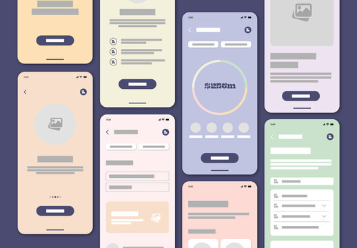 Mobile App Wireframe UI UX Design Template
