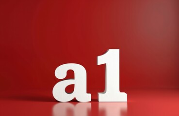 White wooden letters a1 stand against a vivid red background. Clean, modern design offers ample space for text and graphic overlays, perfect for creative projects and branding.