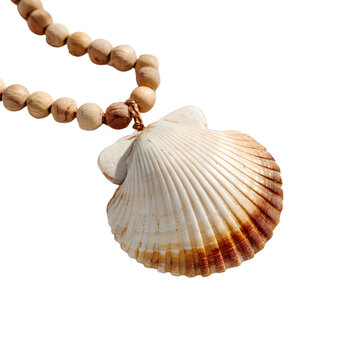Elegant Seashell Pendant Necklace with Wooden Beads for Fashion Accessory