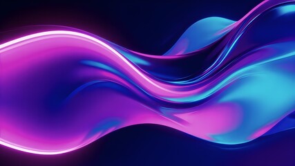 Neon abstract blue wave background, Minimalist glowing gradien,.Neon Waves Background