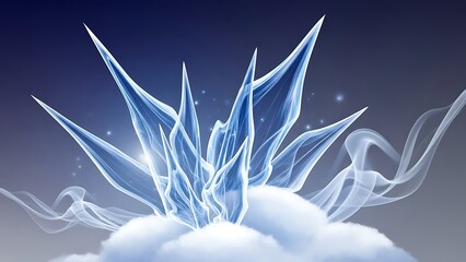 Ice crystal formation on snow with icy spires and frosty patterns