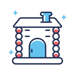 A captivating landscape design of snow house, hand drawn icon