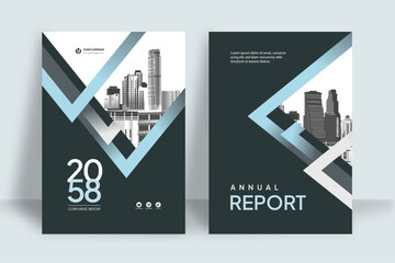 Business Report Cover Template &ndash; Blue Geometric Layout (A4)