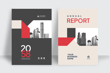 Business Report Cover Template &ndash; Red Geometric Layout (A4)