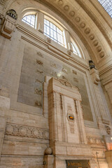 Milano Centrale railway station ornate facade, Milan, Ital