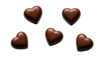 Five heart-shaped chocolates – Isolated symbol of love and sweetness
