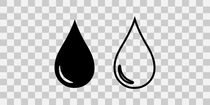 Water drop icons, solid and outline style vector illustration
