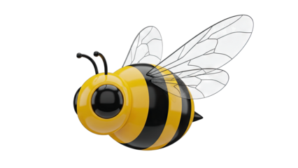 Cartoon Bee Flying on White Background