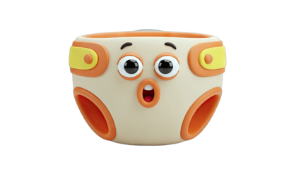Cartoon Diaper with Surprised Face Isolated on White