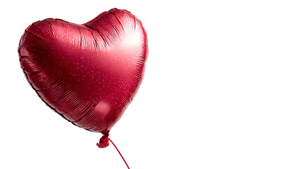 Stunning vibrant red heart balloon floats dramatically against deep black background perfect for romance promotions isolated on transparent background