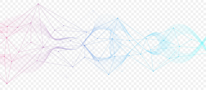 Global network connection website header or banner design. Abstract background with connecting dots and lines. Global business. Social network communication. Internet technology. Vector illustration