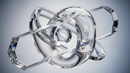 Futuristic metallic chrome rings intertwined in minimal 3D composition, soft reflections, clean lighting, modern abstract technology aesthetic for premium digital artwork.