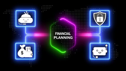 Financial planning and global strategy community control decision discipline education effectiveness efficiency infographic social network icons high quality interface of map for the future..