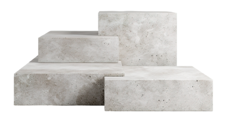 Raw podium with industrial texture is isolated on a transparent background. This minimal element can be used for product display or presentation. Suitable for various design needs