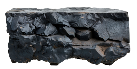 A rock podium is displayed with a porous volcanic texture and dark rugged features. The element is cut out and placed on a transparent background, highlighting its unique look