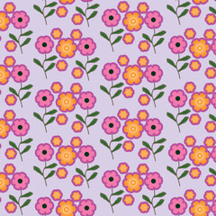 A charming and whimsical folk floral meadow repeating pattern.Perfect for textile prints,fabric for clothing,home decor,wallpaper,crafts,packaging,background,or web.