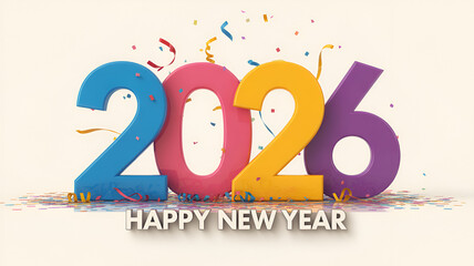 Celebrate the vibrant promise of 2026 New Year with colorful confetti, perfect for festive greetings, joyful announcements, and bright seasonal promotions!
