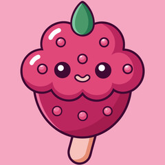 Delicious pink berry flavored ice cream dessert illustration