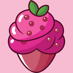 Sweet berry flavored ice cream cone with pink tones