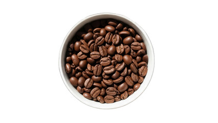 Fototapeta premium Roasted Coffee Beans in a White Bowl, Overhead View
