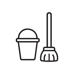 Cleaning Bucket and Mop Vector Icon – Housekeeping, Janitorial Tools