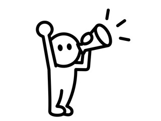 メガホンで呼びかける人物のピクトグラム