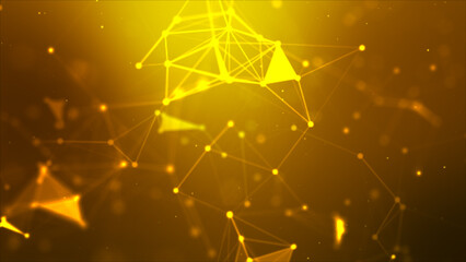 Abstract background Dot and connect line for cyber technology futuristic and network connection concept with dark and grain processed wide screen ratio