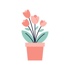 Stylized tulip arrangement displaying simplicity and charm in soft pastel tones