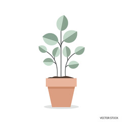 Fototapeta premium Simple illustration of a potted plant showcasing minimalist design and soft color palette